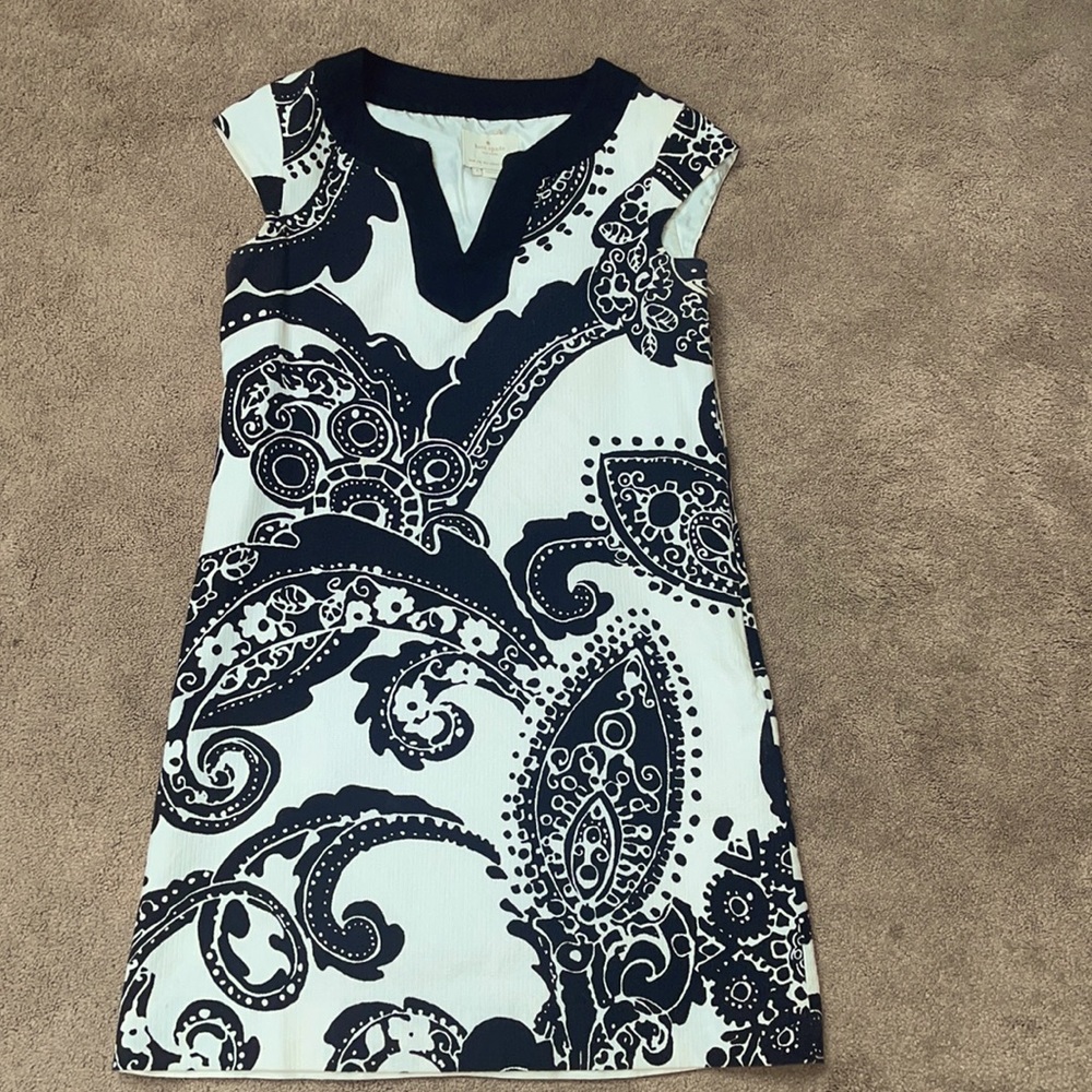 Kate Spade Dress with black and cream  paisley designs.